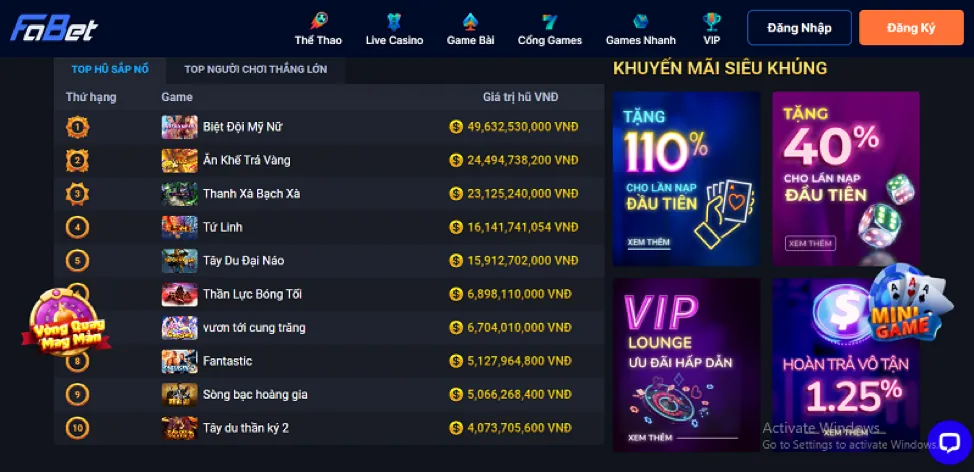 Biểu đồ hệ thống cấp độ VIP của luckywin88
